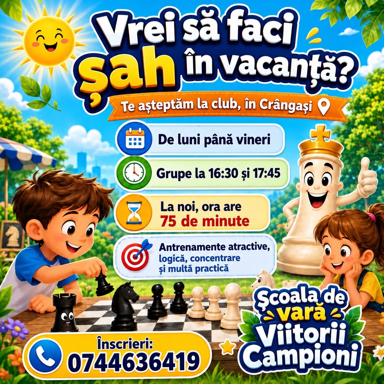 Cursuri de vară la șah — afiș